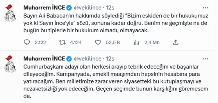 Babacan'a ve Cumhurbaşkanı adaylarına 'İnce' mesaj 1