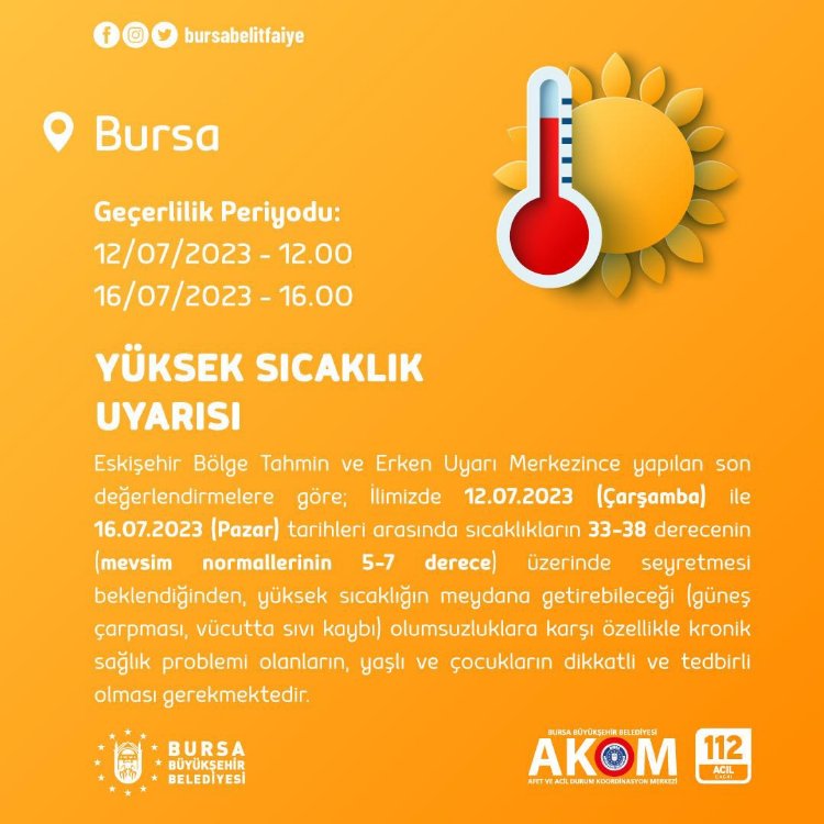 Dikkat! Bursalılara yüksek sıcaklık uyarısı! 1