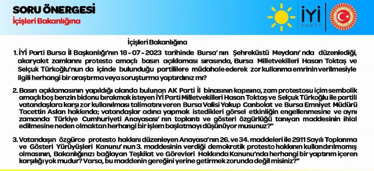 İYİ Parti'nin benzin bidonlu Bursa eylemi TBMM'ye taşındı 1