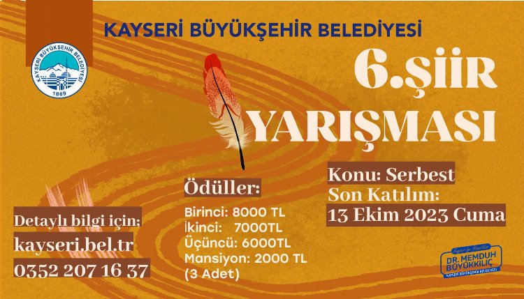 Kayseri Büyükşehir'den 6'ncı kez şiir yarışması 1