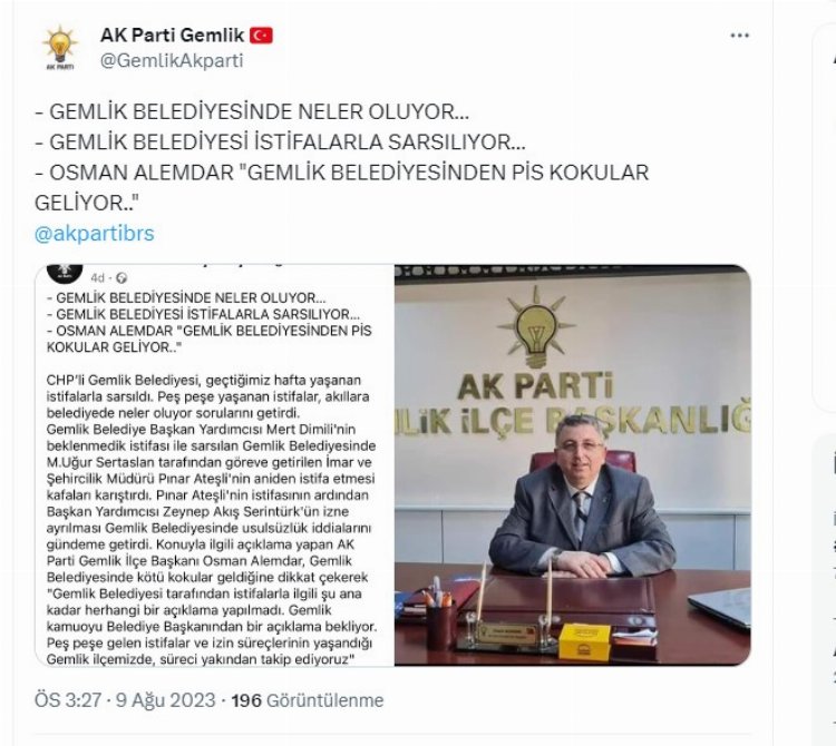 Gemlik Belediyesi’nde şok istifalar 1