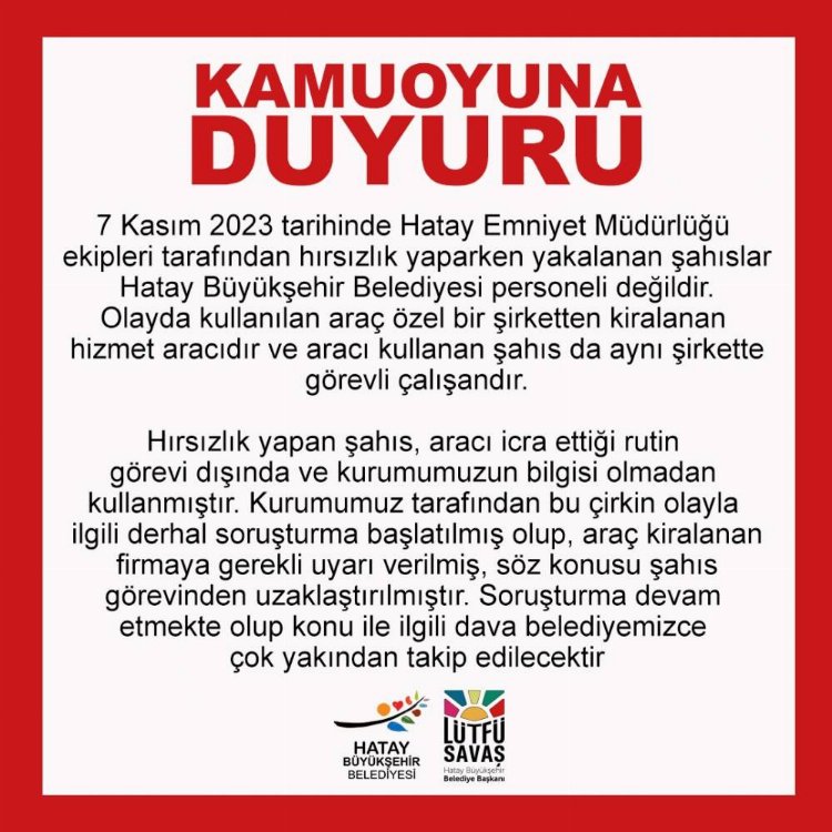 Hatay Büyükşehir'de hırsızlık iddialarına açıklama! 1