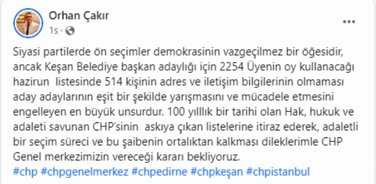 Keşan'da başkan adayından 'hazirun' şikayeti 1