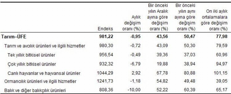 Tarım-ÜFE Kasım'da geriledi 1