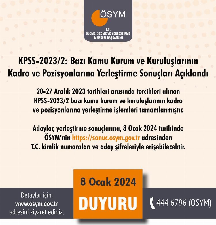 ÖSYM, KPSS-2023/2 sonuçları açıklandı 1